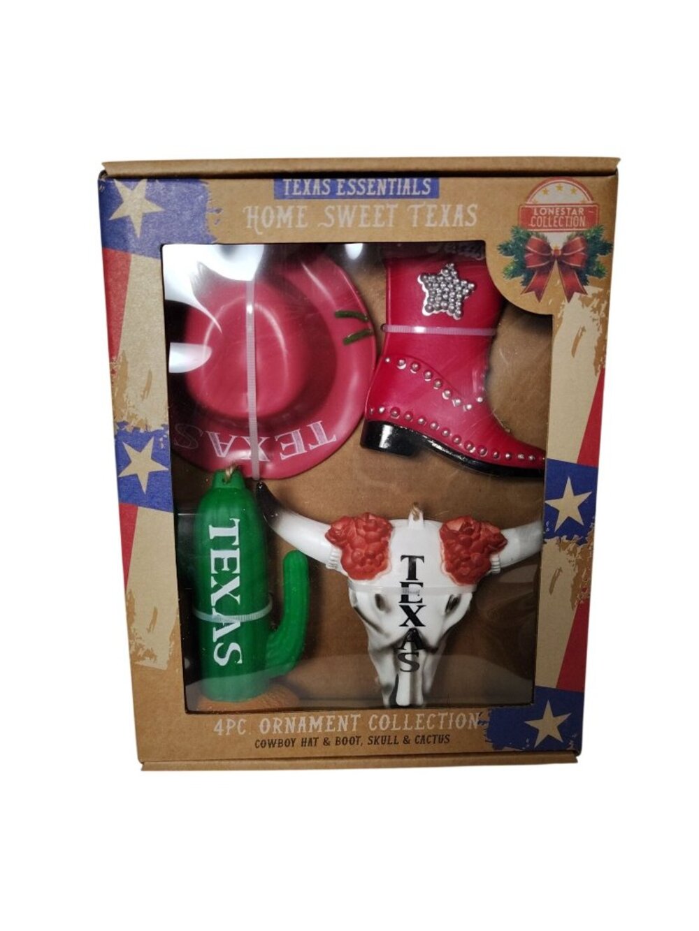 Home Sweet Texas Essentials 4Pc Ornament Lone Star Collection Holiday Decor